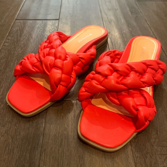 Vionic Braided Cross Strap Slides Kalina color Poppy size 11 - Picture 5 of 7